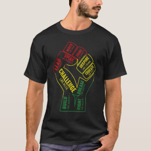 Inspiring Black Leaders Power Fist Hand Black Hist T-Shirt