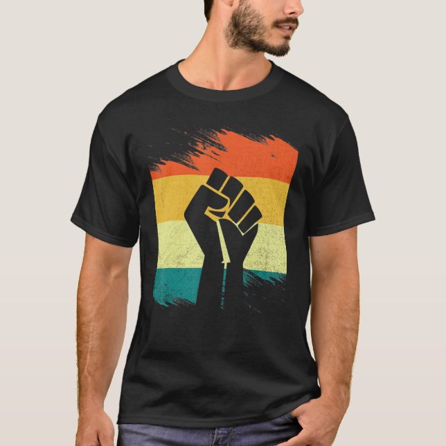 Inspiring Black Leaders Power Fist Hand Black Hist T-Shirt (Front)