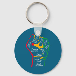 Inspiring black leaders power fist hand black keychain