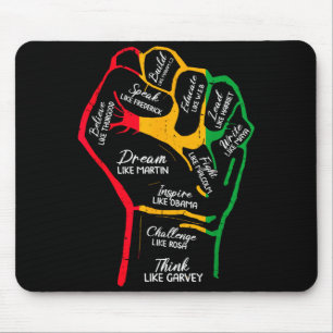 Inspiring black leaders power fist hand black mouse pad