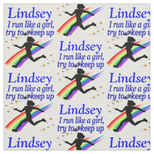 INSPIRING BLUE RUNNER GIRL PERSONALIZED FABRIC