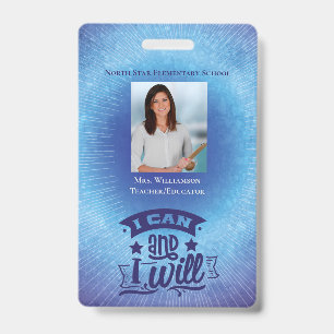 Inspiring Blue School Staff Teacher ID Photo Badge