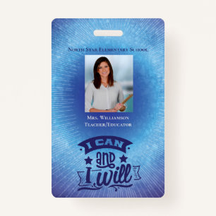 Inspiring Blue School Staff Teacher ID Photo Badge