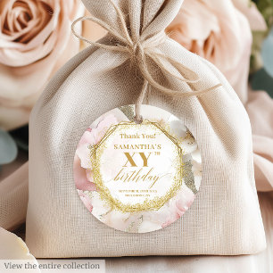Inspiring Blush Ivory Gold Birthday Thank You Tags
