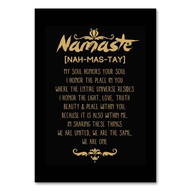 Inspiring Buddhism Namaste Definition Table Number (Front)