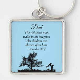 Inspiring Dad Child Proverbs 20:7 Personalized  Keychain