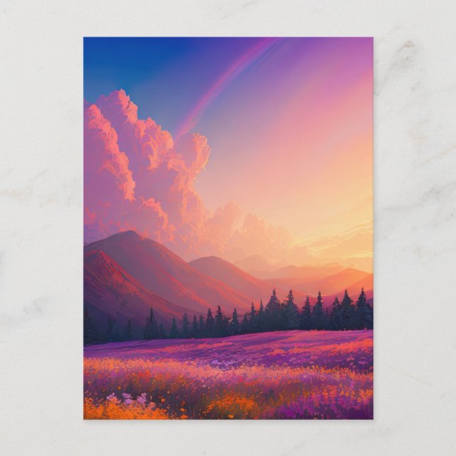 Inspiring Dusk in the Charming Floral Valley Postcard (Front)