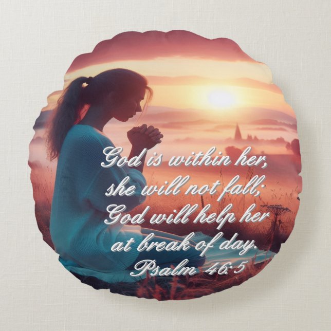 'Inspiring Faith' Round Pillow (Front)