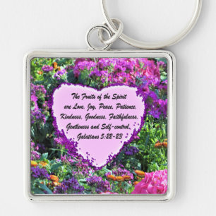 INSPIRING GALATIANS 5 FLORAL KEYCHAIN