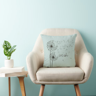 Inspiring Graphic Dandelion Wish Throw Pillow