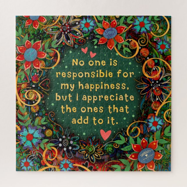 Inspiring Happiness Appreciate Green Floral  Jigsaw Puzzle (Vertical)