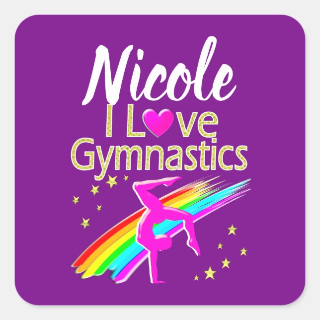 INSPIRING I LOVE GYMNASTICS DESIGN SQUARE STICKER (Front)
