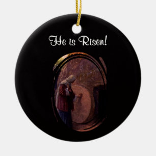 Inspiring Mary Magdalene Visits Jesus' Empty Tomb Ceramic Ornament