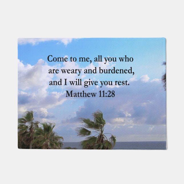 INSPIRING MATTHEW 11:28 SCRIPTURE DESIGN DOORMAT (Front)