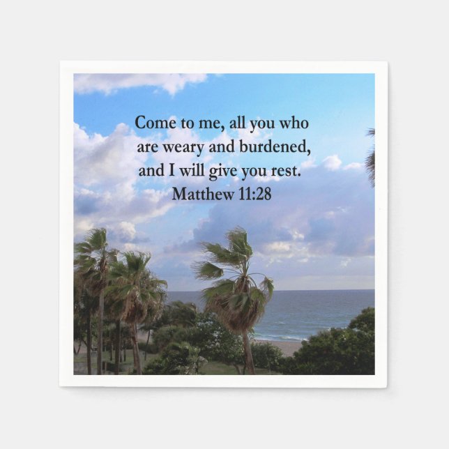 INSPIRING MATTHEW 11:28 SCRIPTURE DESIGN NAPKIN (Front)