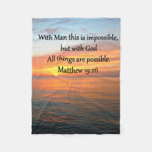 INSPIRING MATTHEW 19:26 SUNRISE DESIGN FLEECE BLANKET