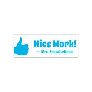 Inspiring "Nice Work!" + Custom Teacher Name Self-inking Stamp