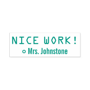 Inspiring "NICE WORK!" Grading Rubber Stamp