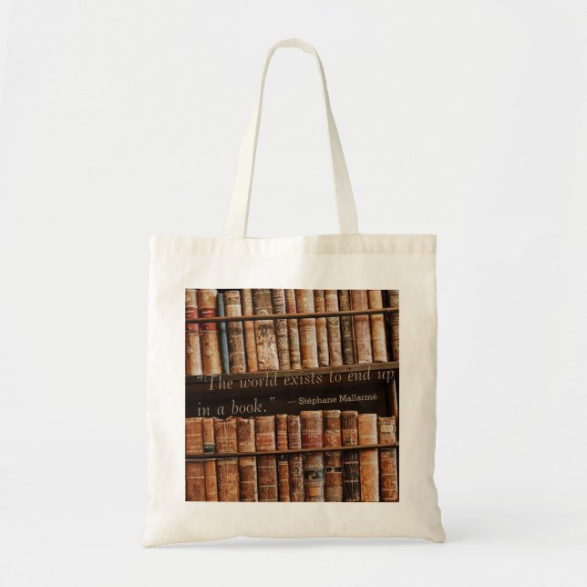Inspiring Old Book Quote Tote Bag (Front)