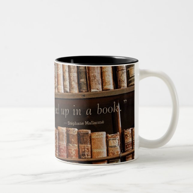 Inspiring Old Book Quote Two-Tone Coffee Mug (Right)