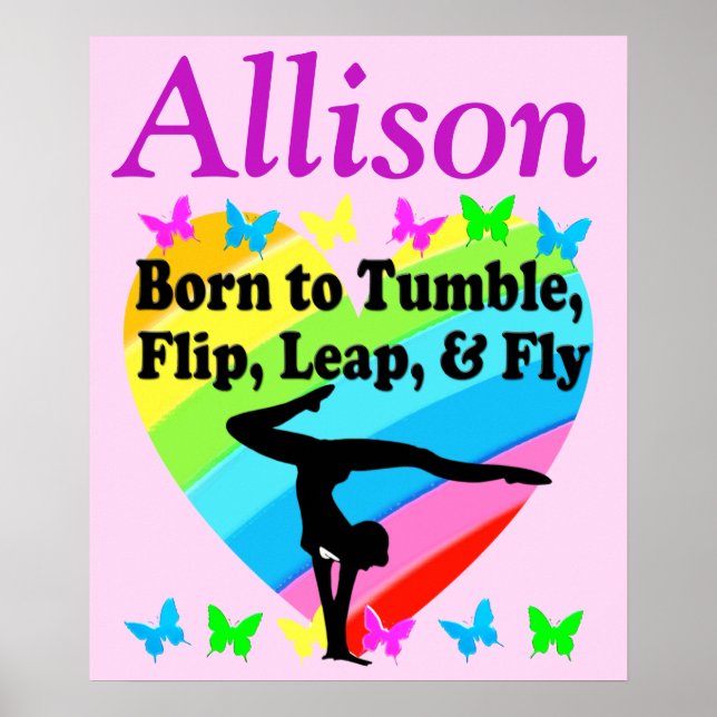 INSPIRING PERSONALIZED PINK GYMNASTICS POSTER (Front)