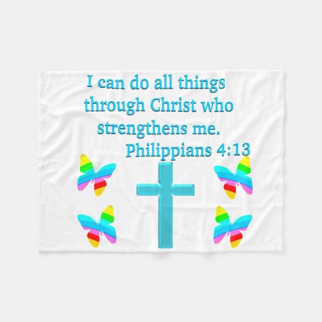 INSPIRING PHILIPPIANS 4:13 DESIGN FLEECE BLANKET (Front (Horizontal))