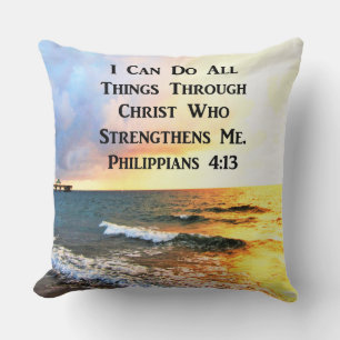 INSPIRING PHILIPPIANS 4:13 SCRIPTURE VERSE THROW PILLOW