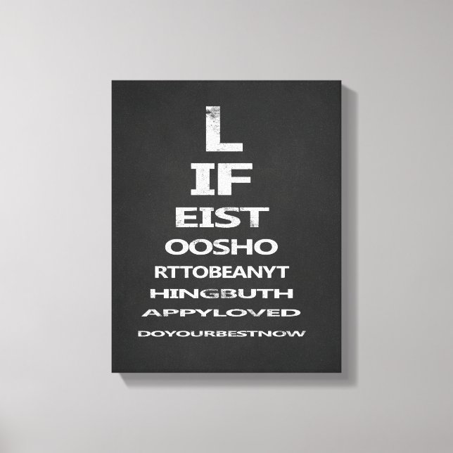 Inspiring Quote Chalkboard Eye Chart Template Canvas Print (Front)