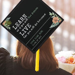 Inspiring quote "Learn like you'll live forever"  Graduation Cap Topper<br><div class="desc">Celebrate your graduation with this unique graduation cap topper! Featuring elegant colours of peach and sage green, and bold typography with the inspiring Mahatma Gandhi quotation "Learn as if you will live forever, live like you will die tomorrow." You can personalise it with your name and "Class of (year)" to...</div>