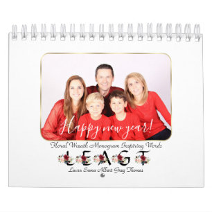 Inspiring Quotes Floral Wreath Floral Monogram Calendar