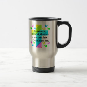 INSPIRING RAINBOW CROSS 2 CORINTHIAN 5:17 TRAVEL MUG