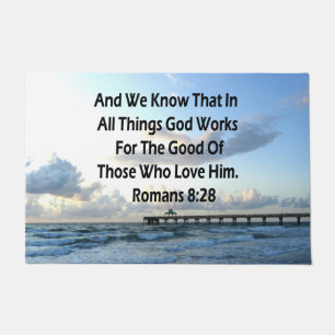 INSPIRING ROMANS 8:28 BIBLE VERSE DOORMAT