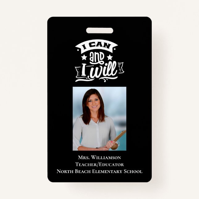 Inspiring School Volunteer Staff Teacher ID Photo  Badge (Front)
