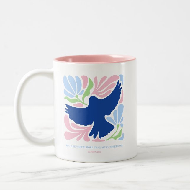 Inspiring Scripture Quote Christian JW Floral Two-Tone Coffee Mug (Left)