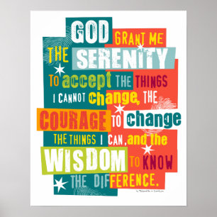Inspiring Serenity Prayer Graphic Art Poster