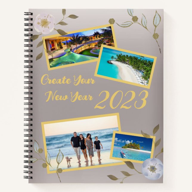 Inspiring Silver Creative Vision Board Photos 2023 Notebook (Front)