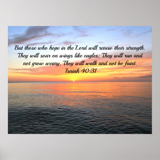 INSPIRING SUNRISE ON THE OCEAN ISAIAH 40:31 POSTER (Front)