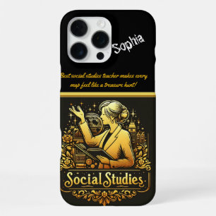Inspiring Teacher Presenting Social Studies iPhone 16 Pro Max Case