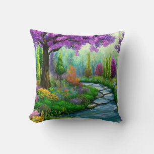 Inspiring woodland landscapes throw pillow