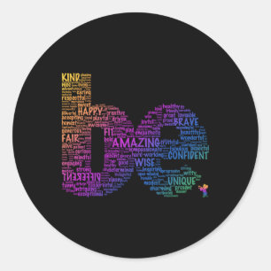 Inspiring Word Be Amazing Motivation Colorful Lett Classic Round Sticker