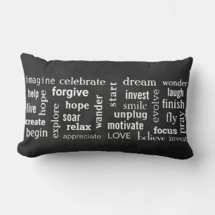 Inspiring words to live on chalkboard lumbar pillow