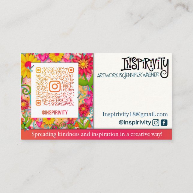 Inspirivity Fun Floral Cartes de Contact (Dos)