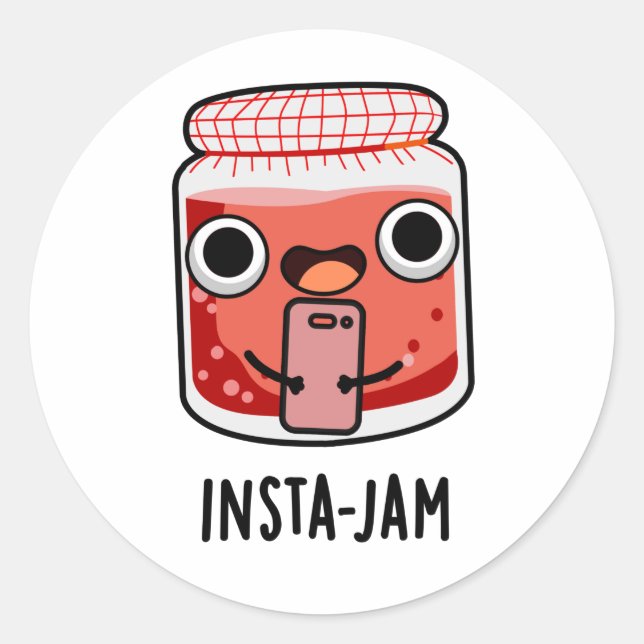 Insta-jam Funny Social Media Jam Pun Classic Round Sticker (Front)