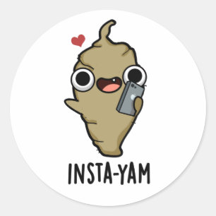 Insta-yam Funny Social Media Veggie Pun Classic Round Sticker