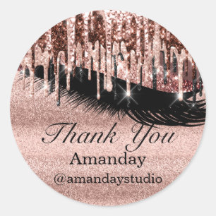 Instag Eyelashes Extension Makeup Rose Blush Drips Classic Round Sticker