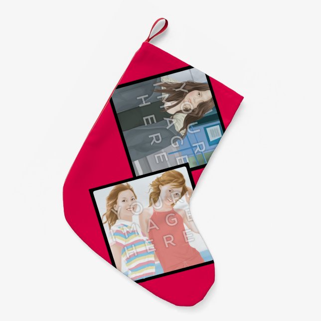 Instagram 2-Photo Customizable Christmas Stocking (Front (Hanging))