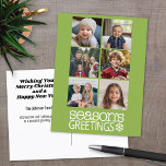Instagram 6 photo collage - lime background holiday postcard<br><div class="desc">Season's Greetings! A simple and modern design that highlights your photos. If you have any problems with your picture or text,  click on the customize button and you will be able to move things around and make changes.</div>