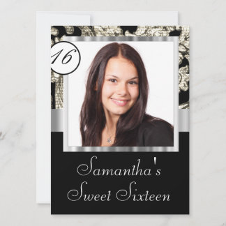 Instagram and damask sweet sixteen invitation