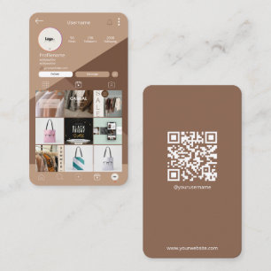 Instagram Business Card Brown QR Code Busines Card