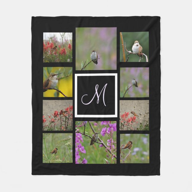 Instagram collage your pictures custom monogram fleece blanket (Front)